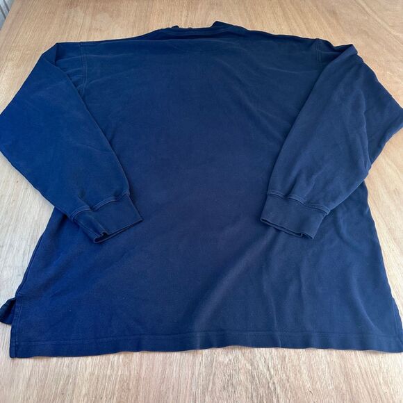 Tom James Men’s LT Navy Mock Neck Long Sleeve 100% Cotton Shirt - Picture 2 of 4